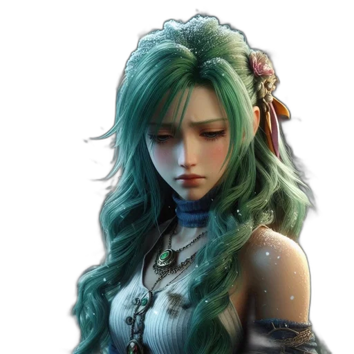 dress, face, fantasy art, concept art, photorealistic, pixel art, green, blue transparent PNG cut-out