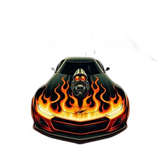 car, weapon, concept art, pixel art, 3d render, fantasy art, fire, fiery transparent PNG cut-out