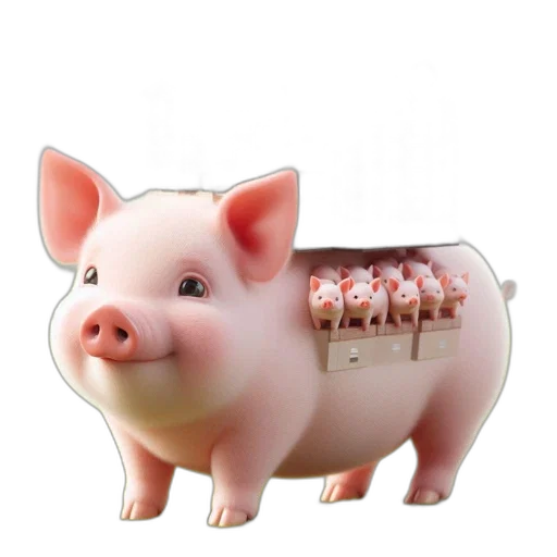 food, animal, 3d render, playful, image, portrays, pig, standing transparent PNG cut-out