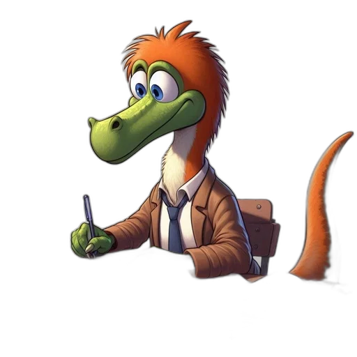 staff, animal, jacket, concept art, 3d render, cartoon, photorealistic, dinosaur-like transparent PNG cut-out