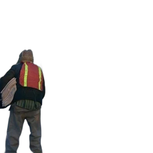 jacket, staff, hat, creature transparent PNG cut-out