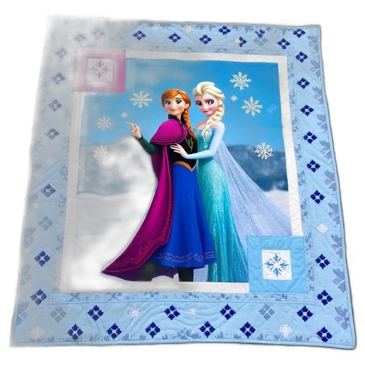 3d render, snow, quilt, central, square, featuring, two, animated transparent PNG cut-out