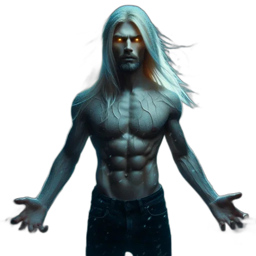 creature, hair, fantasy art, concept art, comic book art, 3d render, muscular, man transparent PNG cut-out