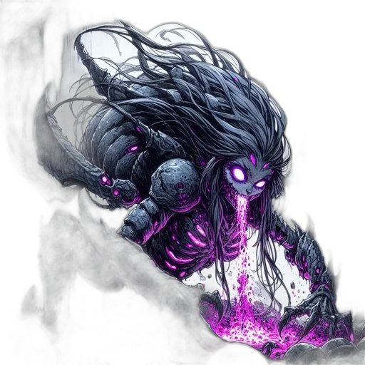 creature, dragon, hair, mask, concept art, fantasy art, comic book art, pixel art transparent PNG cut-out