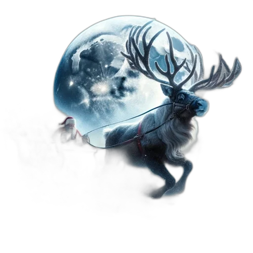 animal, creature, fantasy art, concept art, 3d render, photorealistic, snow, santa transparent PNG cut-out