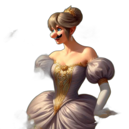 dress, crown, staff, hat, concept art, fantasy art, 3d render, photorealistic transparent PNG cut-out