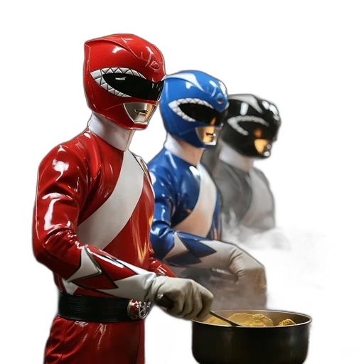concept art, 3d render, comic book art, three, characters, colorful, costumes, stir transparent PNG cut-out