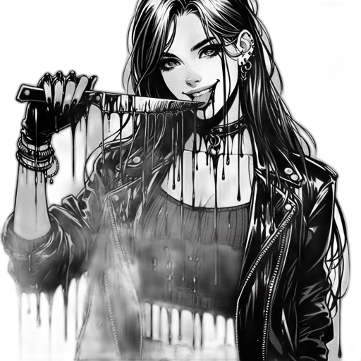 comic book art, cyberpunk, concept art, fantasy art, monochrome, dark, intense, darkly transparent PNG cut-out