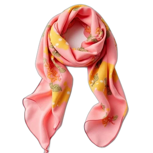 jewelry, pink, yellow, floral, scarf, soft, silky, texture transparent PNG cut-out