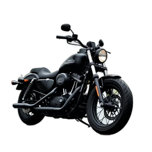 photorealistic, 3d render, black, harley, davidson, motorcycle, parked, wet transparent PNG cut-out