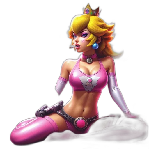 concept art, fantasy art, pixel art, 3d render, princess, peach, super, mario transparent PNG cut-out