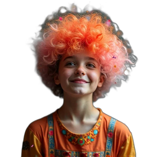 hair, crown, face, mask, photorealistic, 3d render, concept art, girl transparent PNG cut-out