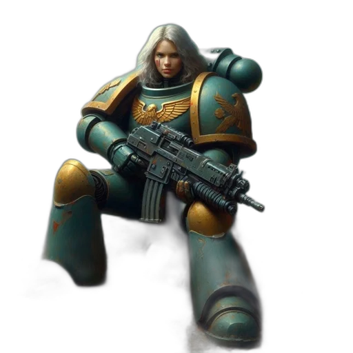 robot, weapon, concept art, 3d render, fantasy art, cyberpunk, green, female transparent PNG cut-out