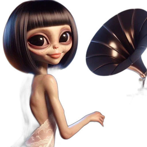 dress, creature, concept art, fantasy art, 3d render, cartoon, outer space, underwater transparent PNG cut-out