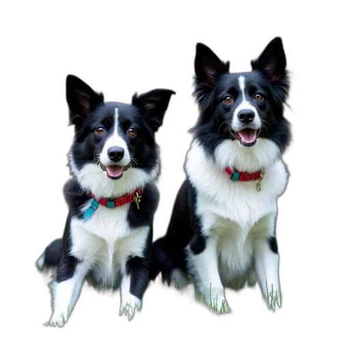 animal, staff, photorealistic, 3d render, two, black, white, dogs transparent PNG cut-out