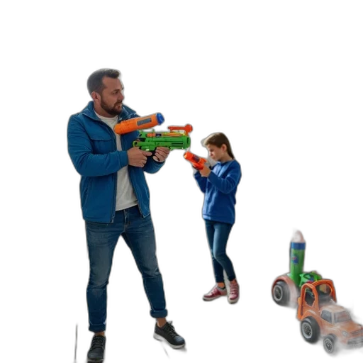 weapon, jacket, robot, bottle, 3d render, concept art, photorealistic, outer space transparent PNG cut-out