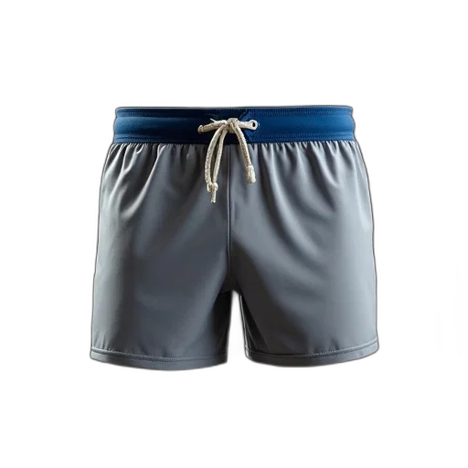pair, grey, athletic, shorts, blue, logo, waistband, displayed transparent PNG cut-out