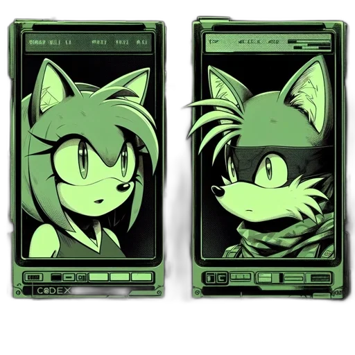 pixel art, vaporwave, concept art, anime, green, monochrome, two, anthropomorphic transparent PNG cut-out