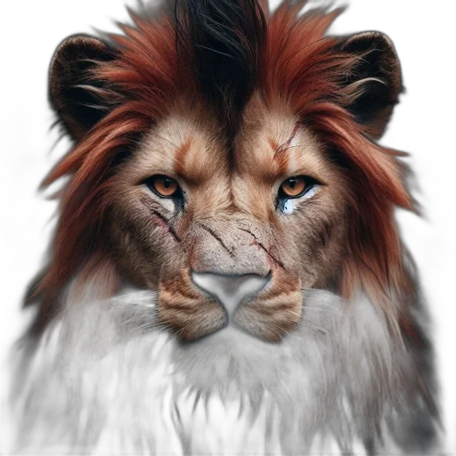 animal, crown, face, hair, photorealistic, fantasy art, concept art, 3d render transparent PNG cut-out