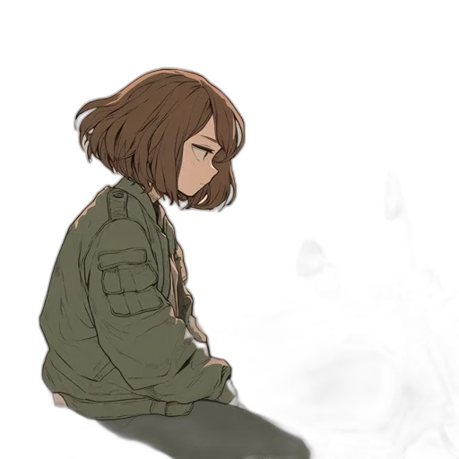 jacket, hair, creature, face, concept art, pixel art, watercolor, anime transparent PNG cut-out