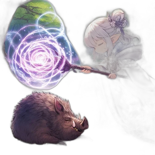 staff, weapon, creature, hair, concept art, fantasy art, anime, watercolor transparent PNG cut-out