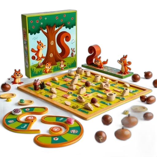 forest, fire, colorful, game, set, squirrel, theme, displayed transparent PNG cut-out