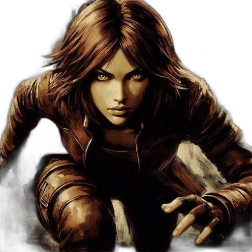 comic book art, fantasy art, concept art, photorealistic, woman, vibrant, yellow, eyes transparent PNG cut-out