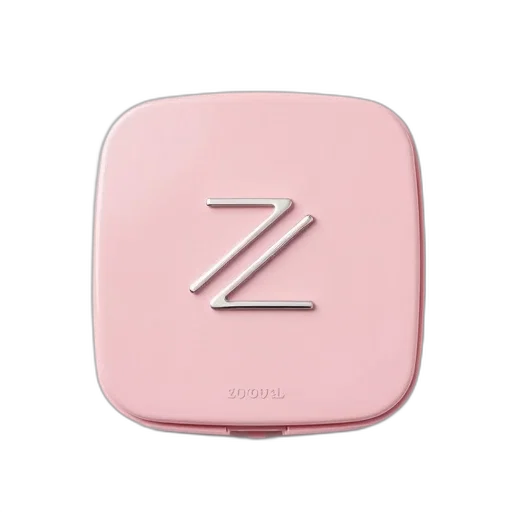 jewelry, pastel, pink, compact, mirror, silver, logo, top transparent PNG cut-out