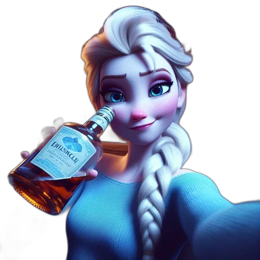 bottle, 3d render, fantasy art, concept art, photorealistic, snow, blue, elsa transparent PNG cut-out
