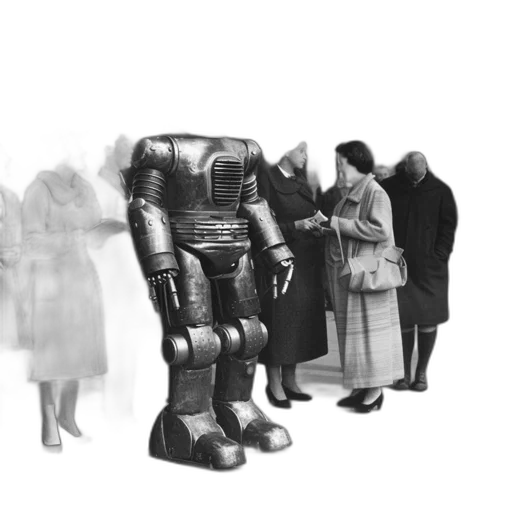 robot, jacket, dress, furniture, concept art, 3d render, photorealistic, fog transparent PNG cut-out