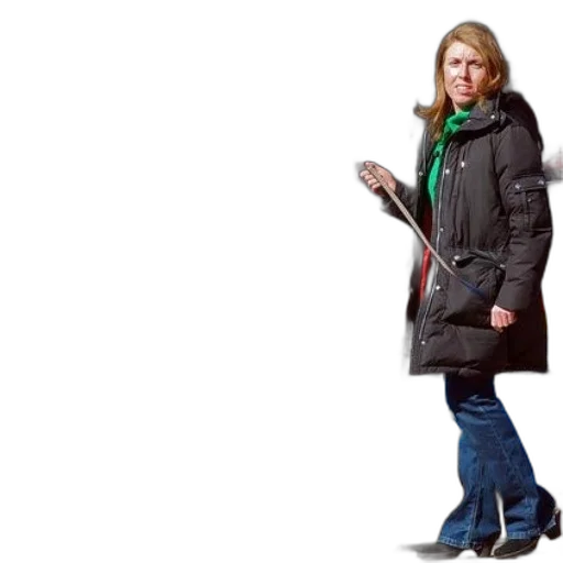 jacket, staff, dress, woman, black, coat, walks, her transparent PNG cut-out
