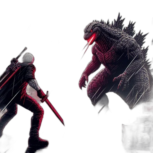 dragon, concept art, fantasy art, 3d render, comic book art, red, godzilla-like, creature transparent PNG cut-out