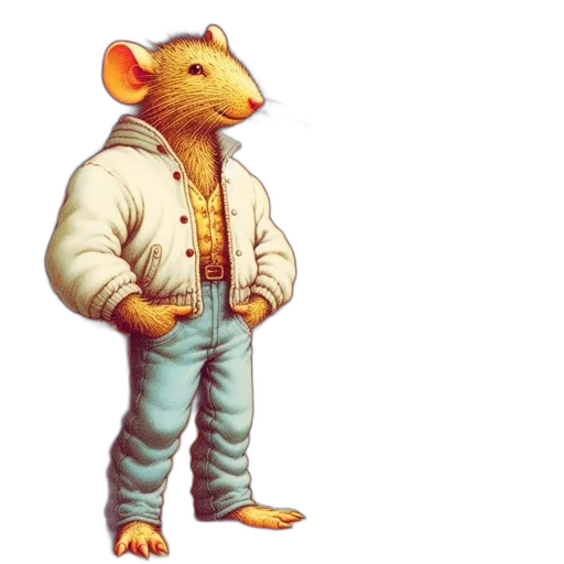 jacket, animal, concept art, 3d render, pixel art, cartoon, large, anthropomorphic transparent PNG cut-out