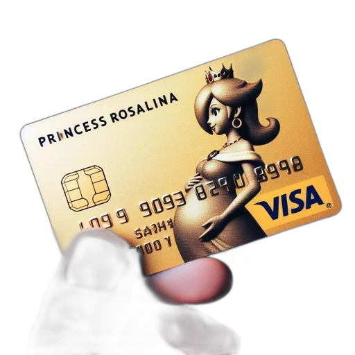 3d render, concept art, gold-colored, credit, card, embossed, image, princess transparent PNG cut-out