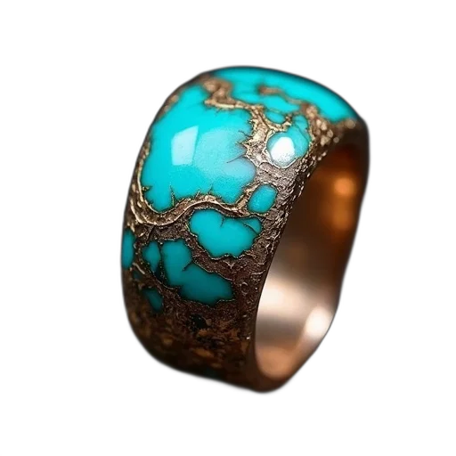 jewelry, 3d render, blue, close-up, turquoise, ring, textured, surface transparent PNG cut-out