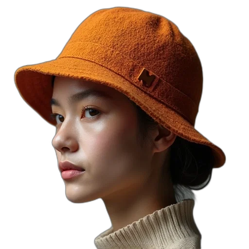 hat, face, jacket, jewelry, photorealistic, 3d render, earth tones, colorful transparent PNG cut-out