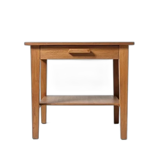 furniture, 3d render, wooden, table, drawer, shelf, displayed, against transparent PNG cut-out