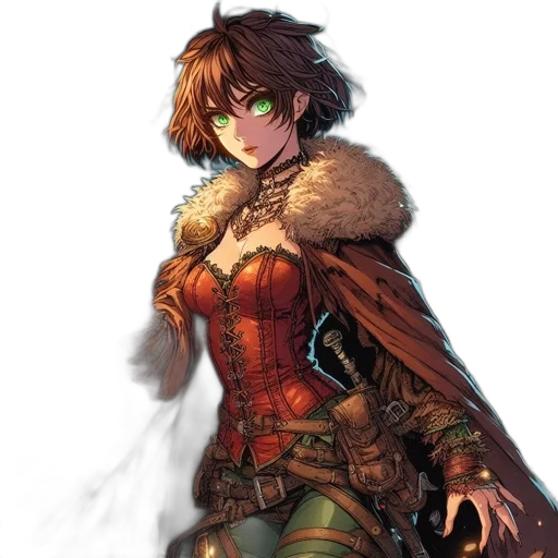 jacket, weapon, sword, staff, fantasy art, concept art, comic book art, anime transparent PNG cut-out