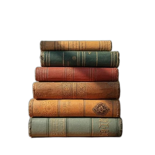furniture, earth tones, stack, old, worn, books, various, colors transparent PNG cut-out