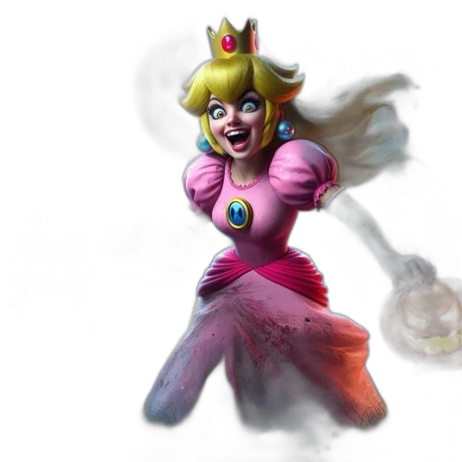 crown, staff, dress, concept art, fantasy art, 3d render, pixel art, haunting transparent PNG cut-out