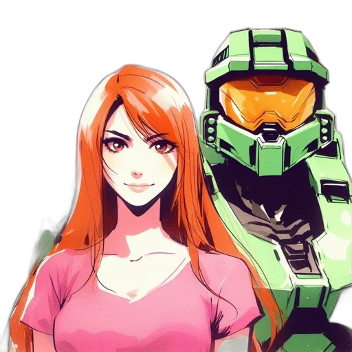 robot, face, weapon, pixel art, concept art, anime, comic book art, green transparent PNG cut-out
