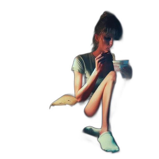 dress, shoes, umbrella, face, vaporwave, pixel art, 3d render, concept art transparent PNG cut-out