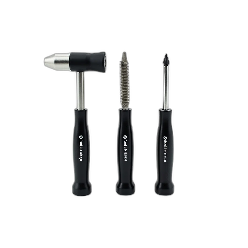 staff, hair, set, three, black, silver, climbing, tools transparent PNG cut-out