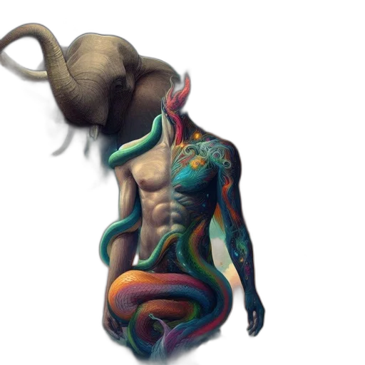 creature, mask, hair, hat, concept art, fantasy art, 3d render, photorealistic transparent PNG cut-out