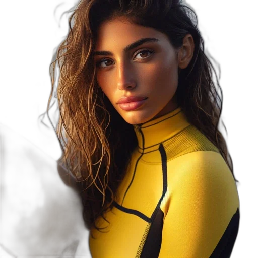 jacket, face, dress, hair, photorealistic, cartoon, oil painting, golden transparent PNG cut-out