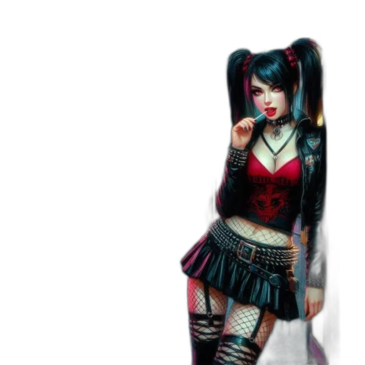 fantasy art, concept art, comic book art, anime, neon lights, dark, individual, dressed transparent PNG cut-out