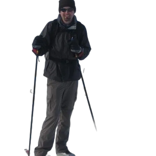staff, jacket, umbrella, 3d render, snow, man, black, sunglasses transparent PNG cut-out