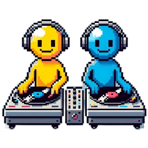 robot, pixel art, concept art, cartoon, cyberpunk, blue, colorful, neon transparent PNG cut-out