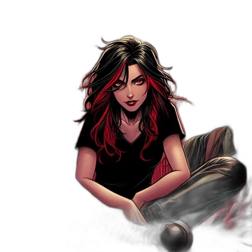 comic book art, concept art, fantasy art, cartoon, red, mysterious, figure, long transparent PNG cut-out