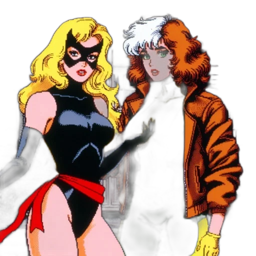 comic book art, concept art, cartoon, fire, two, female, superheroes, stand transparent PNG cut-out